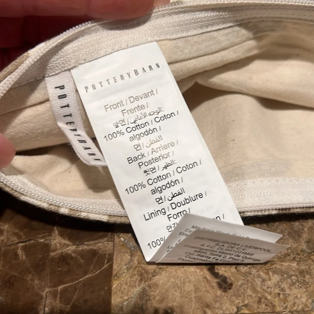 Pottery Barn Tan and Cream Patterned Pillow Cover, 16x26”